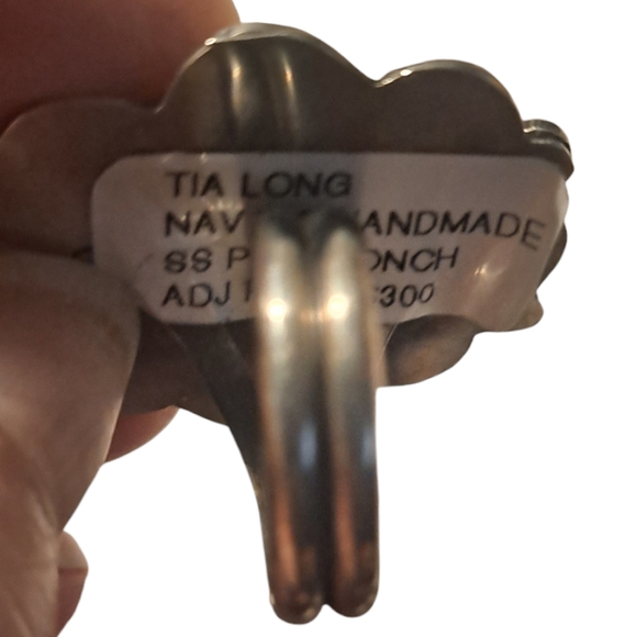 NAVAJO PINK CONCH Handmade Sterling Silver Adjustable - Picture 3 of 6